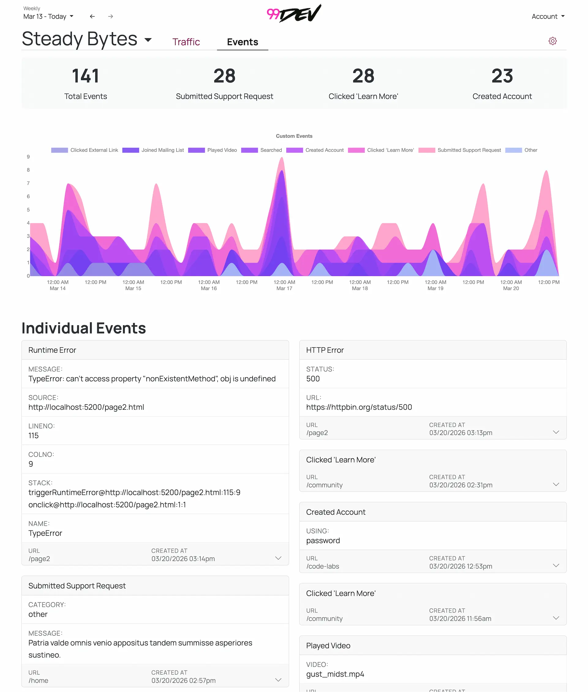 Events Page Screenshot